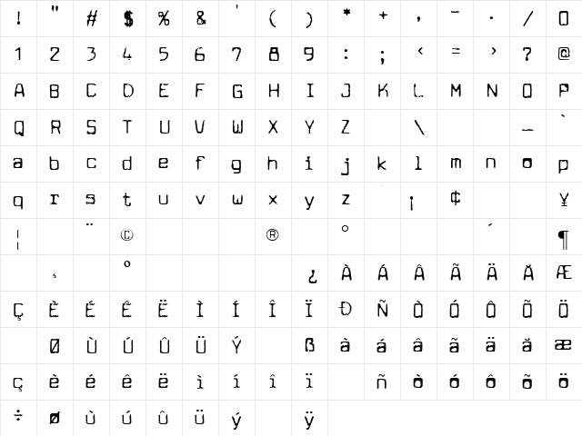 Cuomotype Regular Character Map