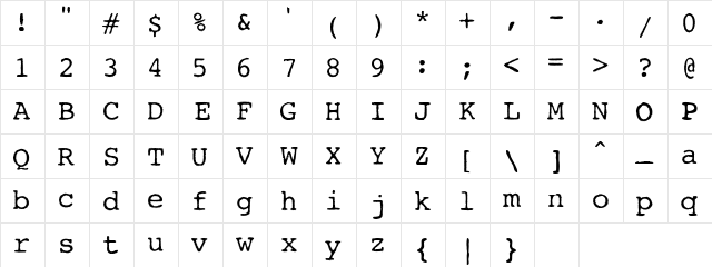 AL Worn Machine Regular Character Map