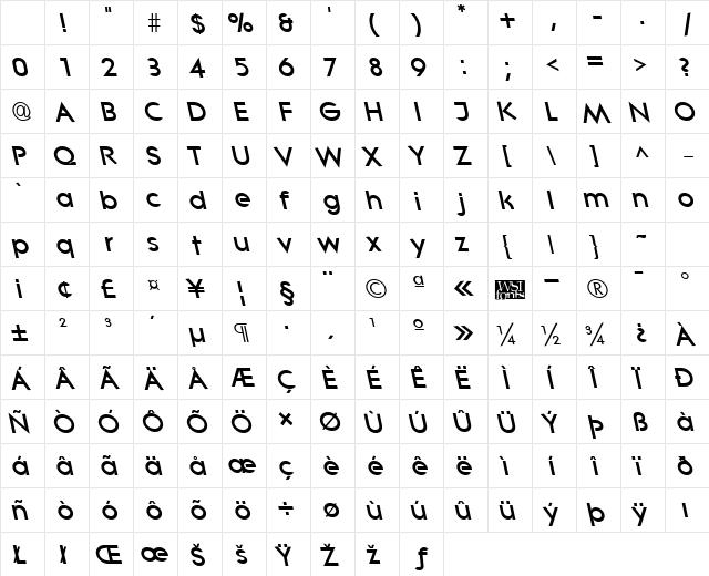 LitheLeftyExtrabold Regular Character Map