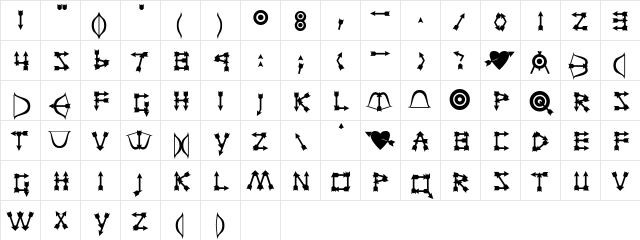 CupidSSK Bold Character Map CupidSSK Bold Character Map
