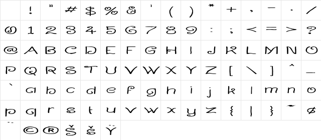 Curlmudgeon Wideside Regular Character Map