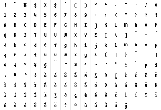 Lithium Regular Character Map