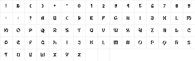 Curtis Regular Character Map