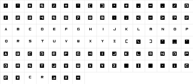 Curved Square Regular Character Map