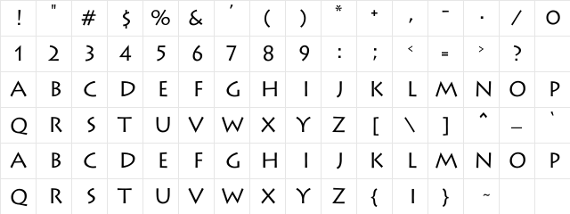 LithographMedium Regular Character Map