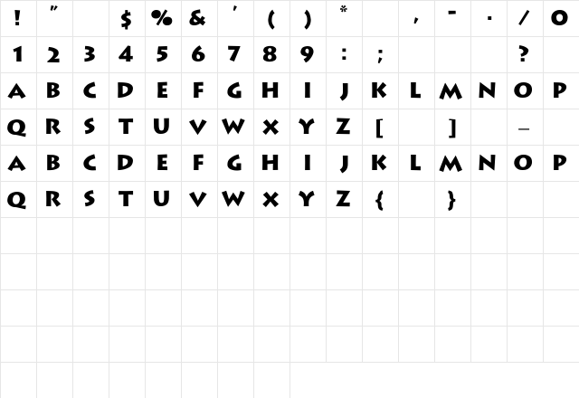 Lithograph Regular Character Map