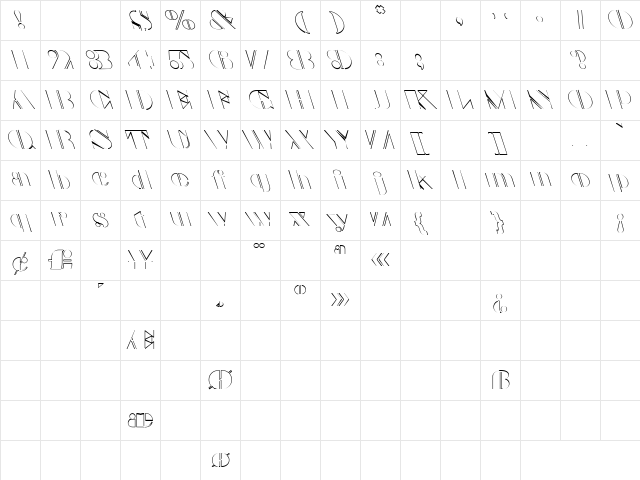 Customs 2 Regular Character Map