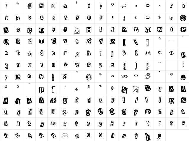 Cut-n-Paste Regular Character Map