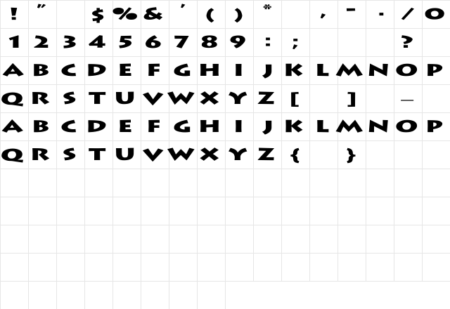 Lithograph Extended Regular Character Map