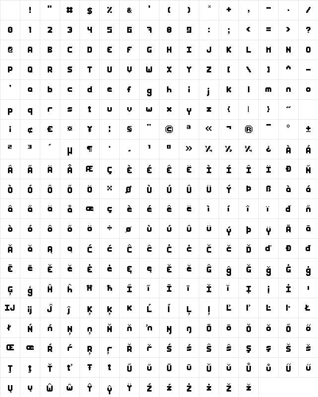 CutePixel Medium Character Map CutePixel Medium Character Map