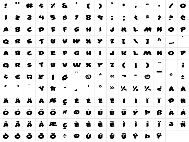 #44 Font Expanded Expanded Character Map