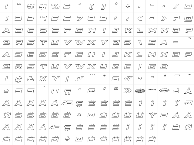Cyberdyne Outline Italic Outline Italic Character Map Cyberdyne Outline Italic Outline Italic Character Map