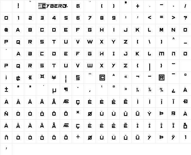 Cybero Personal Use Only Regular Character Map Cybero Personal Use Only Regular Character Map