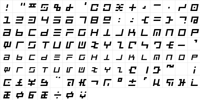 Cyberspeak Oblique Character Map