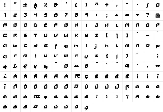 Cyberwar Regular Character Map