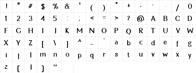 Cyn Bold Character Map Cyn Bold Character Map