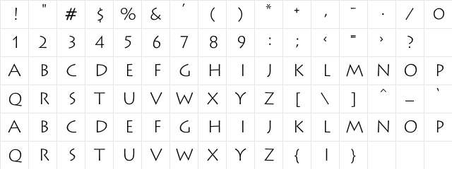 LithographLight Regular Character Map