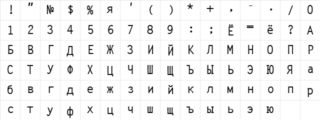 Cyrillic7SSK Regular Character Map