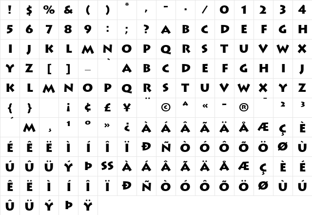 Lithos Regular Bold Character Map