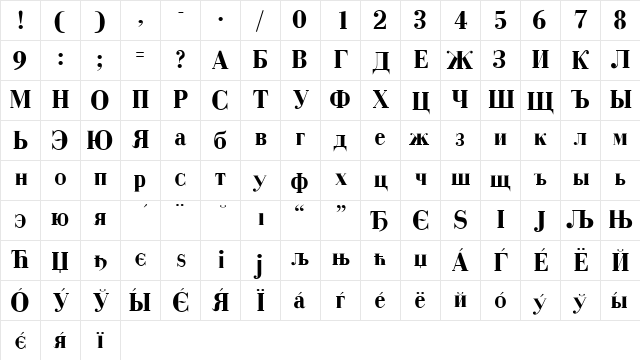 Czar Bold Character Map Czar Bold Character Map