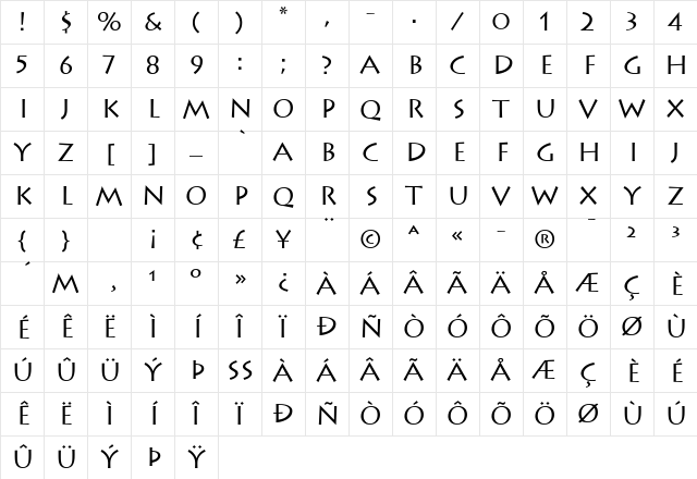 Lithos Regular Regular Character Map