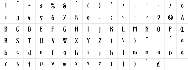 d'SpenserBold Normal Character Map