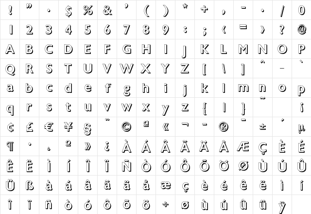 ChantillyDropShadow-Medium Regular Character Map ChantillyDropShadow-Medium Regular Character Map