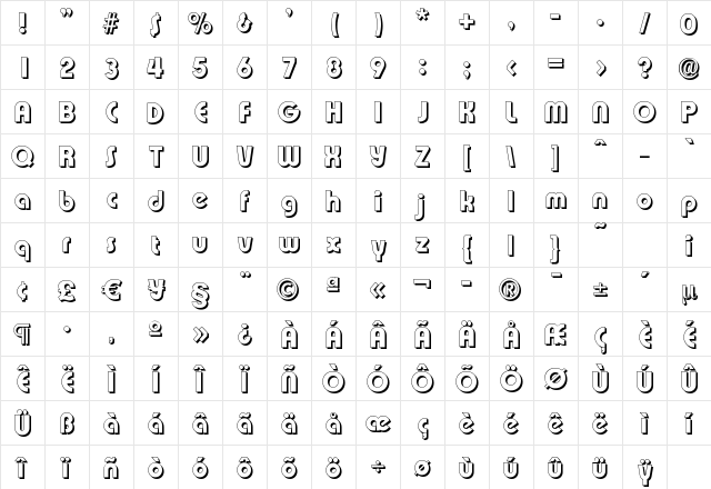 ExpressaDropShadow-ExtraBold Regular Character Map ExpressaDropShadow-ExtraBold Regular Character Map