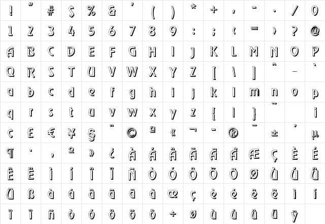 OnStageDropShadow Regular Character Map