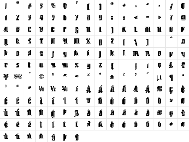 Little Deuce Coupe NF Regular Character Map Little Deuce Coupe NF Regular Character Map