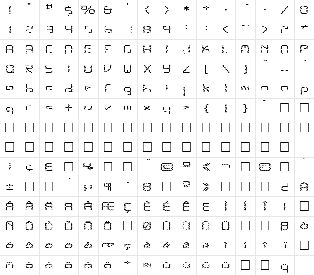 FZ DIGITAL 10 WAVEY EX Normal Character Map FZ DIGITAL 10 WAVEY EX Normal Character Map