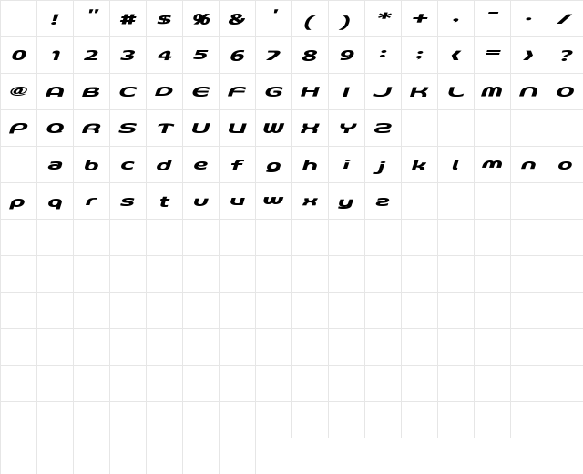 D3 Archism Italic Regular Character Map