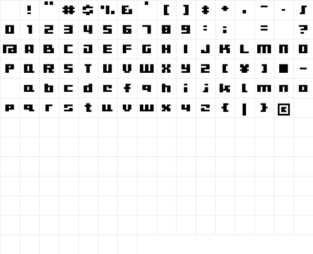 D3 CuteBitMapism TypeA Regular Character Map