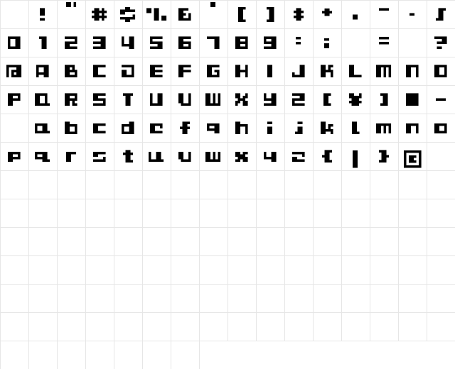D3 CuteBitMapism TypeB Regular Character Map