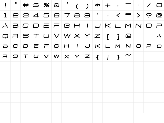 D3 Euronism italic Regular Character Map