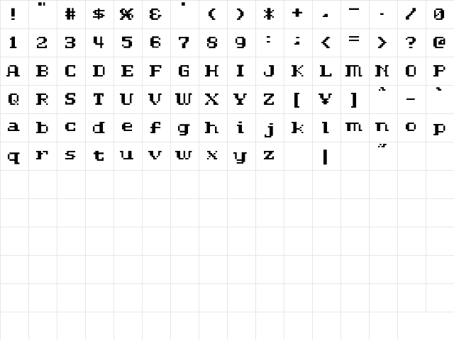 D3 LiteBitMapism Bold-Selif Regular Character Map