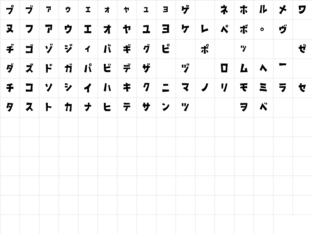 D3 Streetism Katakana Regular Character Map