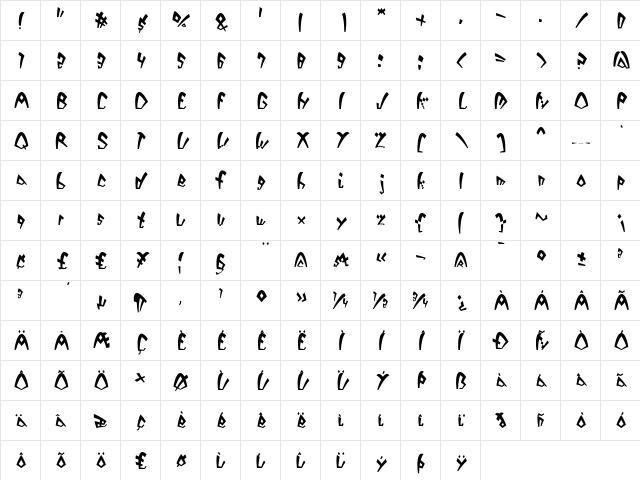 Dack Regular Character Map