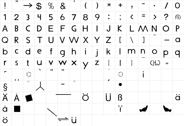 Dada Regular Character Map Dada Regular Character Map