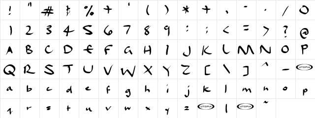 Dael Calligraphy Regular Character Map Dael Calligraphy Regular Character Map