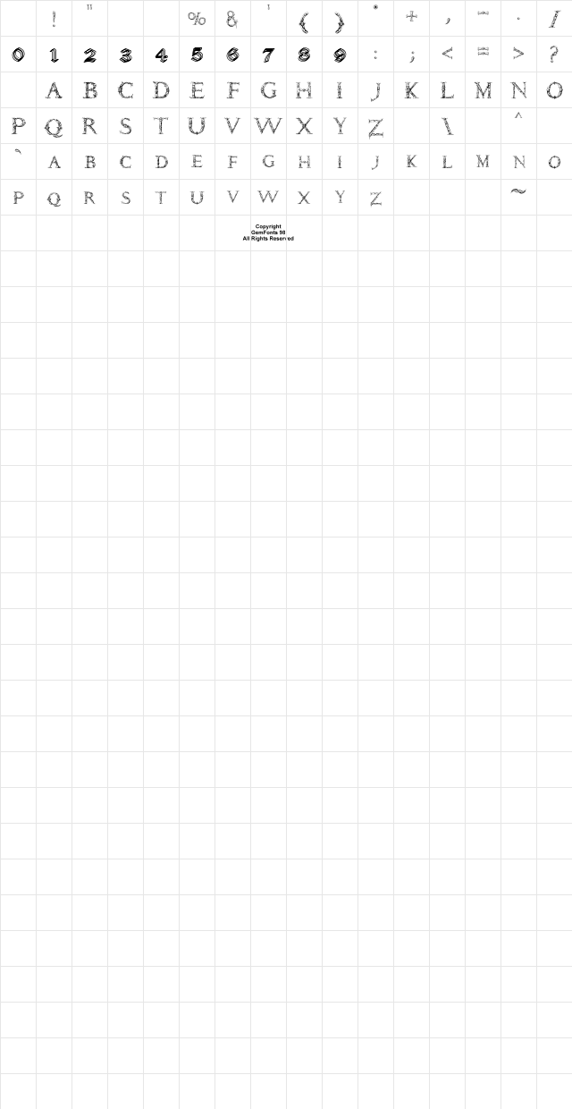 Daemonesque Regular Character Map Daemonesque Regular Character Map