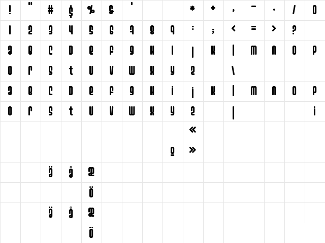 Ashbury Regular Character Map