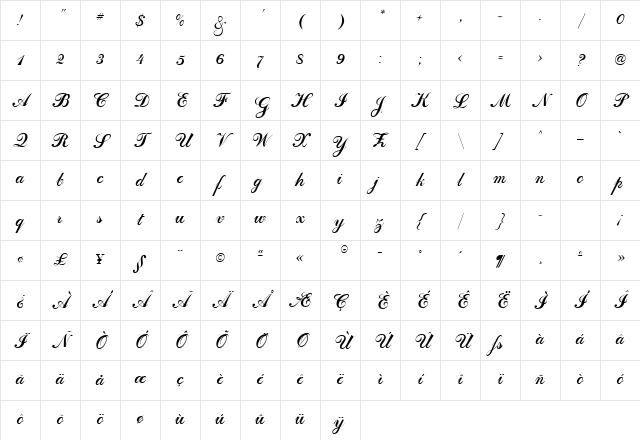 Dahling Script SSi Regular Character Map