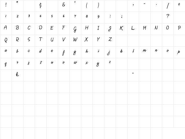 Daisy Script Regular Character Map