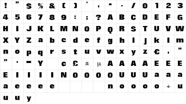 Dakota Regular Character Map