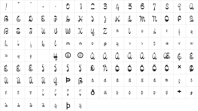 Dalia Normal Character Map