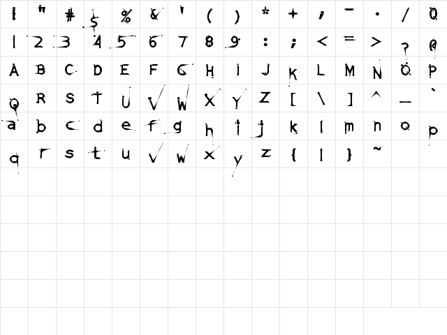 DamagedSataLightExtended Regular Character Map