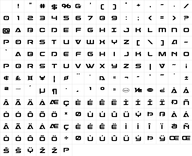 Dameron Regular Character Map Dameron Regular Character Map