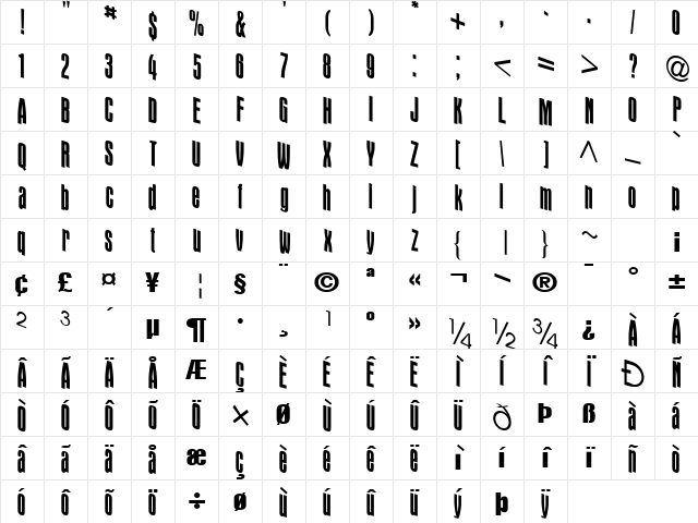 Damsel Regular Character Map