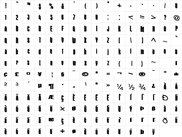 DamselWalkFont71 Bold Character Map